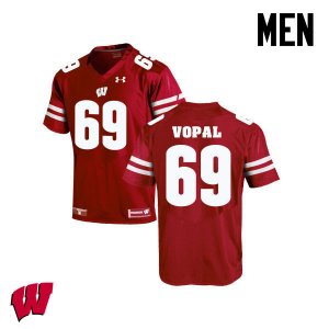 Men's Wisconsin Badgers NCAA #69 Aaron Vopal Red Authentic Under Armour Stitched College Football Jersey DP31S83WA
